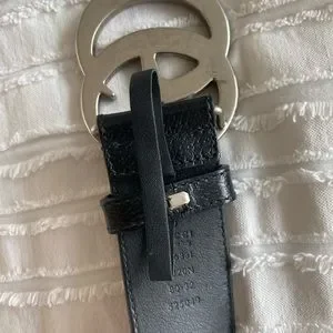 Gucci Black Wide Leather Belt with Silver Double G Buckle GG Marmont wide belt in black leather | GUCCI® SI main image 4